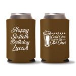 60th Birthday Koozies 20 - Dark Brown