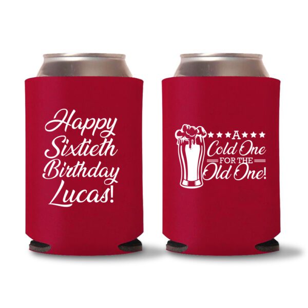 60th Birthday Koozies 20 - Red