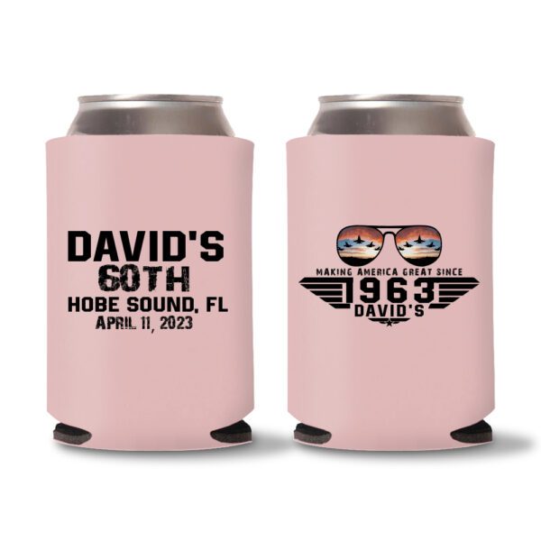 60th Birthday Koozies 23 - Baby Pink