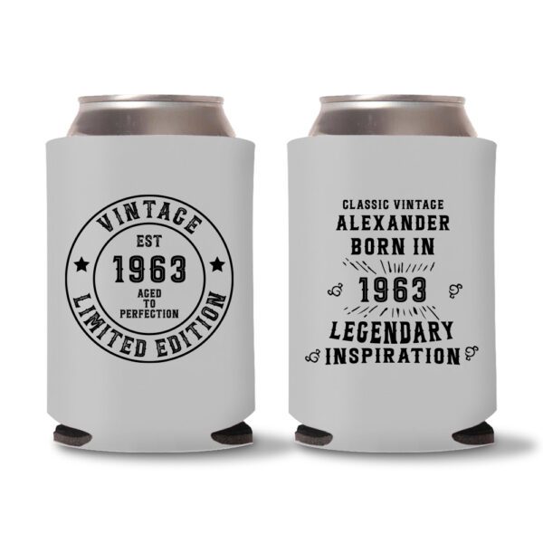 60th birthday koozies D12- Gray