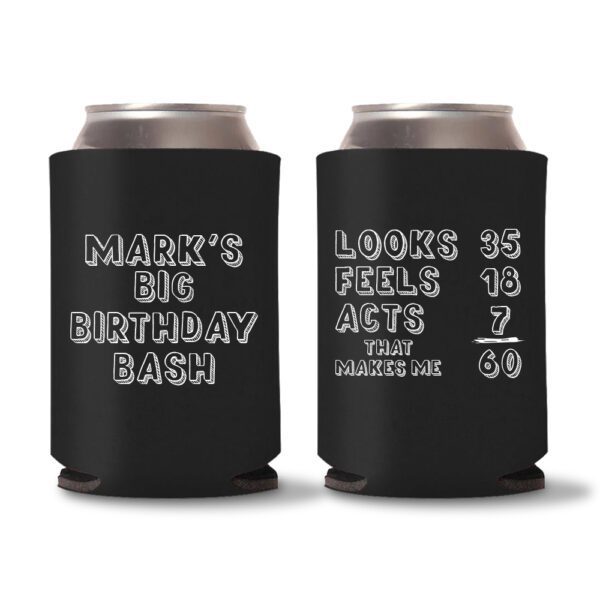 60th birthday koozies D21- Black