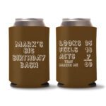 60th birthday koozies D21- Dark Brown
