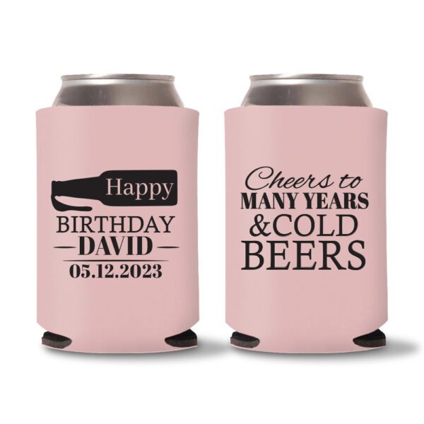 Custom Birthday Koozies D21- Baby Pink