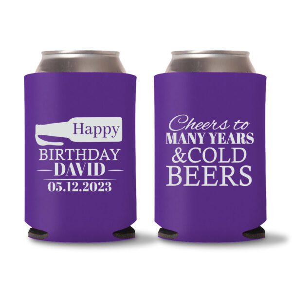 Custom Birthday Koozies D21- Purple