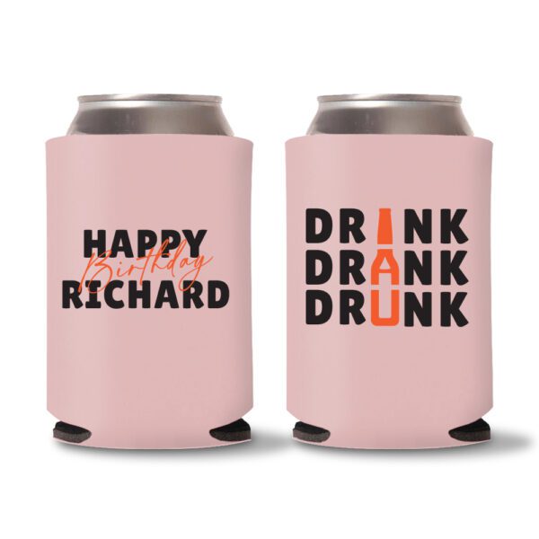 Custom Birthday Koozies D22- Baby Pink