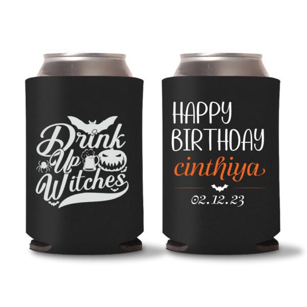 16. Halloween Birthday Koozies - Black