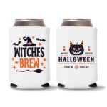 17. Trick or Treat Halloween Koozies - White
